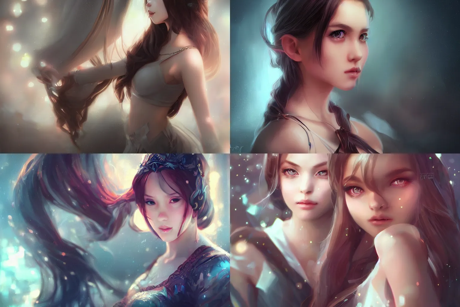 Prompt: concept art portrait of a young princess by artgerm and WLOP, vivid, cinematic, atmospheric, bokeh