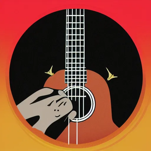 Image similar to album art, chill, ukulele, airplane