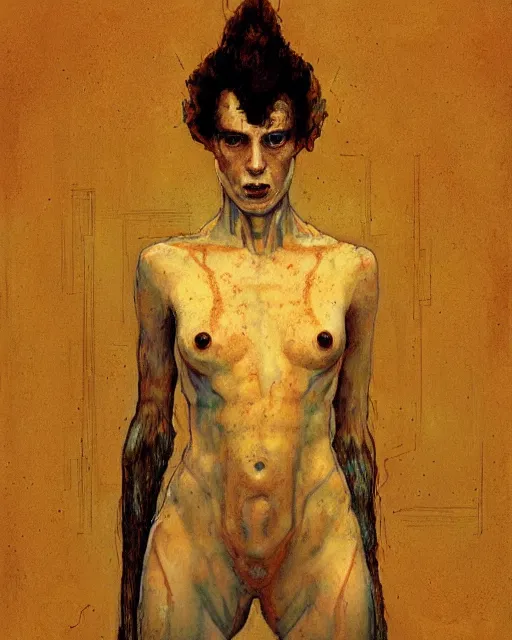 Image similar to portrait of a hive mind by greg rutkowski in the style of egon schiele