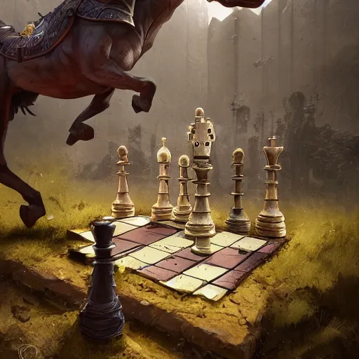 Premium Photo  Fantasy chess horses on a chessboard generative ai