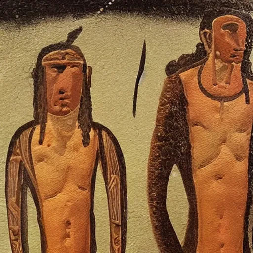 Image similar to a highly detailed oil painting of chalcolithic man and woman, ancient european, bell beaker people of the chalcolithic and early bronze age atlantic