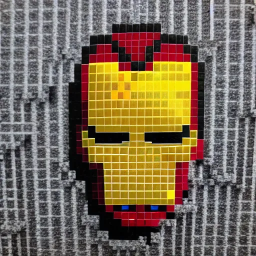 Image similar to macro shot pixel art head of iron man