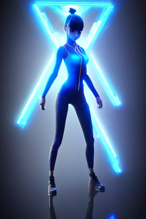 Image similar to high quality 3 d render sci - fi metaverse avatar! hybrid fighting, highly detailed, unreal engine cinematic smooth, in the style of detective pikachu & blade runner, hannah yata charlie immer, dark blue neon light, low angle, uhd 8 k, sharp focus