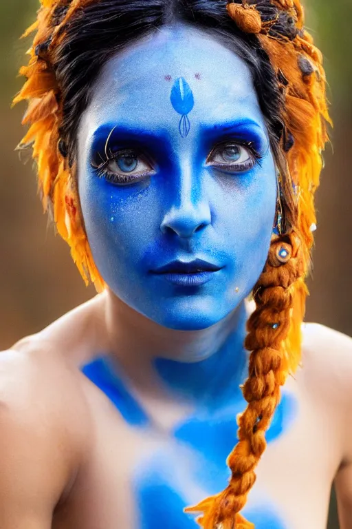 A Woman Wearing An Avatar Costume With Blue Face Paint Stock Photo, Picture  and Royalty Free Image. Image 8506353.