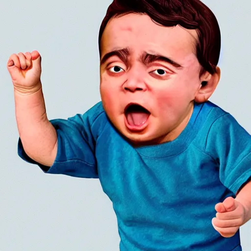 Prompt: a realistic photo of ben shapiro as a crying baby