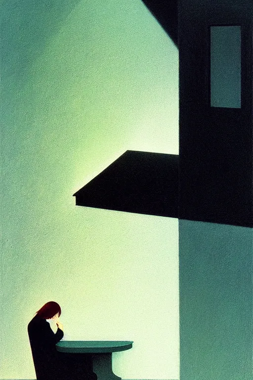 Image similar to depression, edward hopper and james gilleard zdzislaw beksisnski higly detailed