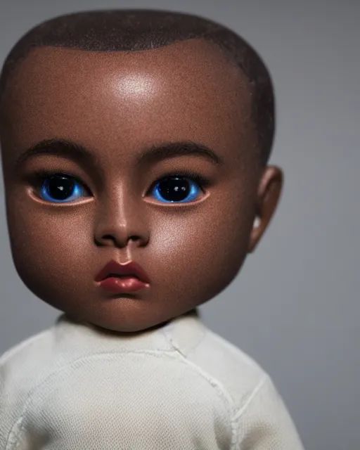 Prompt: high quality presentation photo of a cute Kanye West porcelain doll in the style of mark ryden photography 4k, f1.8 anamorphic, bokeh, 4k, Canon, Nikon