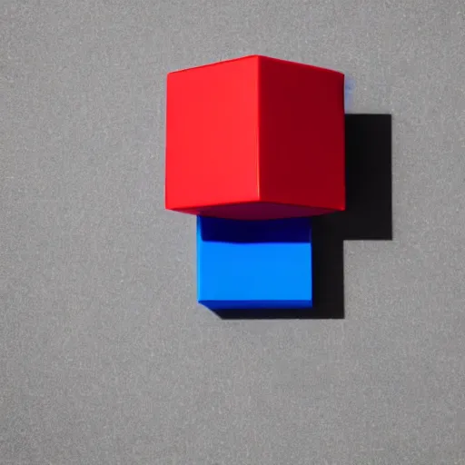 Image similar to a red cube is on top of a blue cube