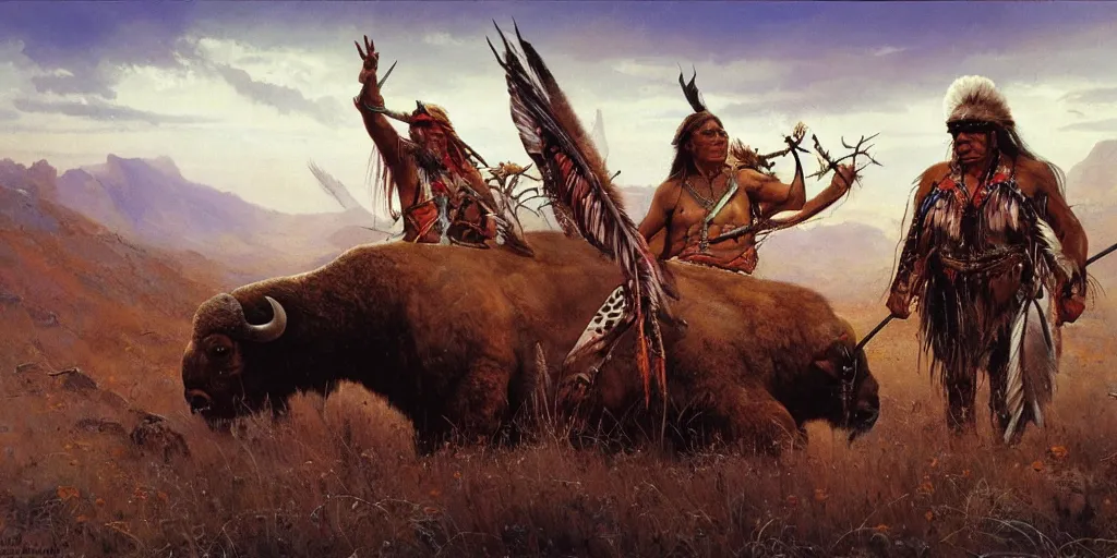 Image similar to of Native American hunting a buffalo Peter Andrew Jones and Peter Gric