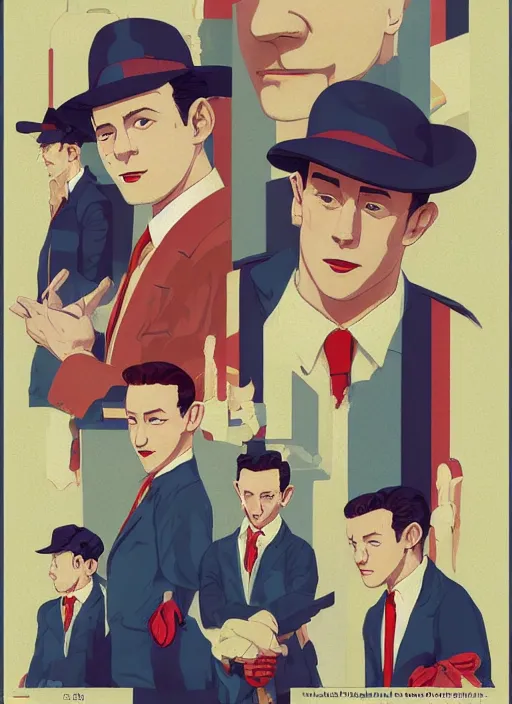 Prompt: artwork by Michael Whelan, Bob Larkin and Tomer Hanuka, of a solo individual portrait of Joseph Gordon-Levitt wearing a 1920s red striped outfit, barbershop quartet costume, dapper, from scene from Twin Peaks, simple illustration, domestic, nostalgic, from scene from Twin Peaks, clean, full of details, by Makoto Shinkai and thomas kinkade, Matte painting, trending on artstation and unreal engine