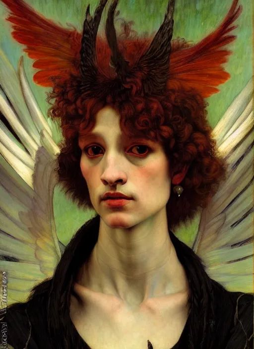 Image similar to harpy, dnd character art portrait, dramatic lighting, vivid colors by edgar maxence and caravaggio.