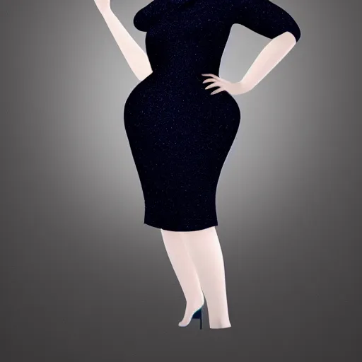 Prompt: a curvy feminine pale goth cutie with a thin waist in an elaborate tight sequined navy blue dress, cgsociety, photorealistic, sublime-comforting-elegant ambience, 16k, smooth, sharp focus, trending on ArtStation, volumetric lighting, fully clothed, worksafe