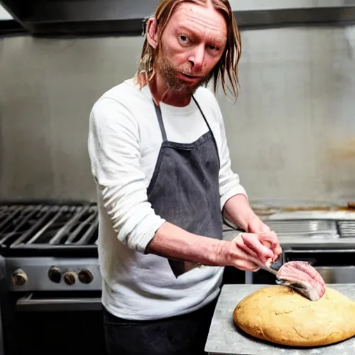 Image similar to thom yorke baking bread