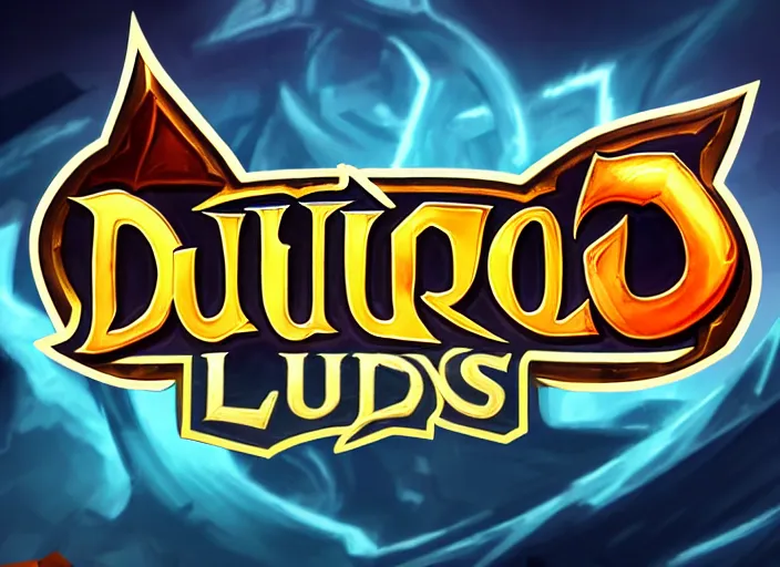 Image similar to logo for a game called'duelio ', style of hearthstone and league of legends, logo concept, fantasy, fun