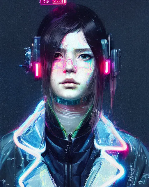 Image similar to detailed portrait neon operator girl, cyberpunk futuristic, neon, reflective puffy coat, decorated with traditional japanese by ismail inceoglu dragan bibin hans thoma greg rutkowski alexandros pyromallis nekro rene margitte, illustrated, perfect face, fine details, realistic shaded, fine - face, pretty face