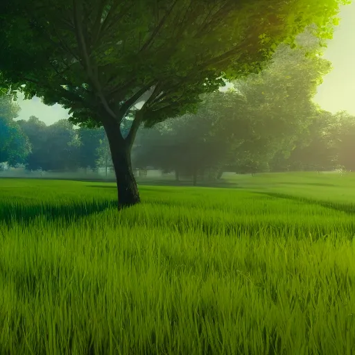 Image similar to beautiful green meadow, in the style of anessa silzer on artstation and salva gomez on artstation, 4 k,