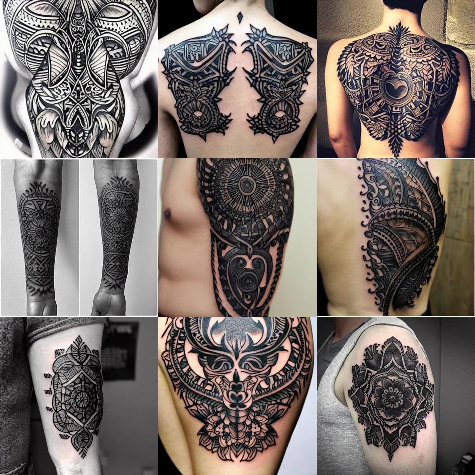 Prompt: intricate black tattoo