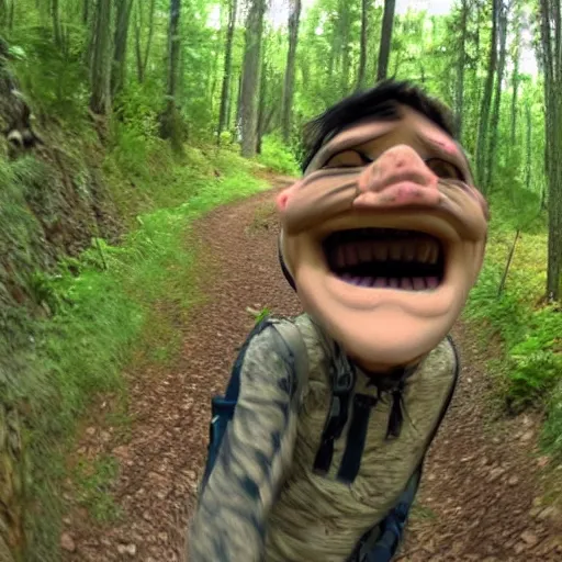 Prompt: trollface spotted on trail cam