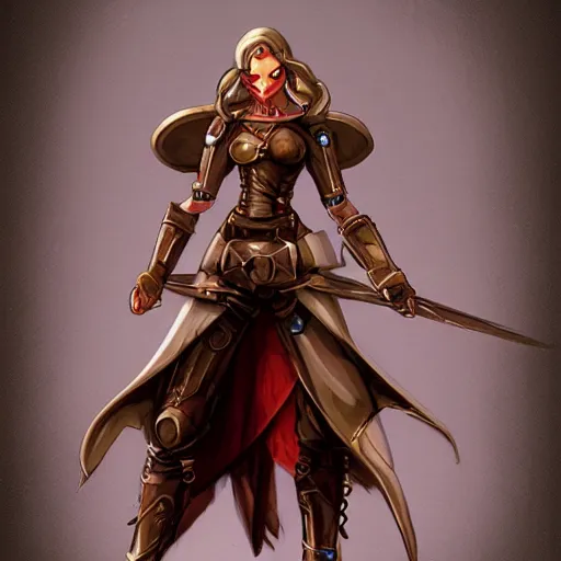 Image similar to robot swashbuckler, female, robot, fantasy, d & d, concept art, matte, illustration, character art,