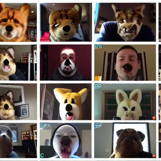 Image similar to furries in a zoom call