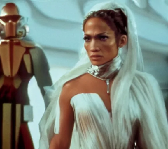 Image similar to a movie still of jennifer lopez as princess leigha in the movie star wars