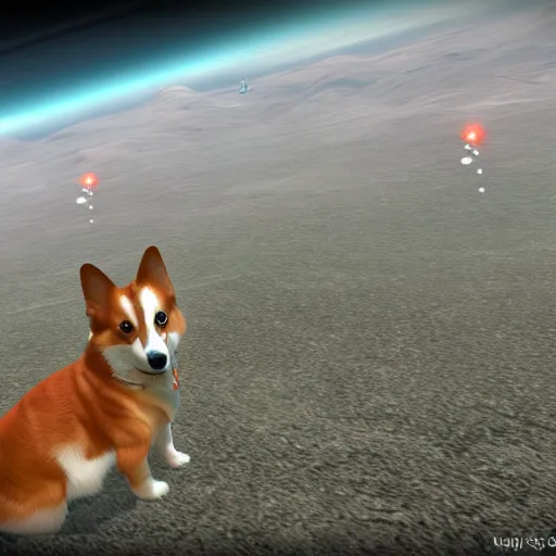 Image similar to Corgis in no man's sky