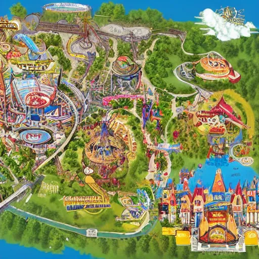 Image similar to theme park map, aerial view, illustration