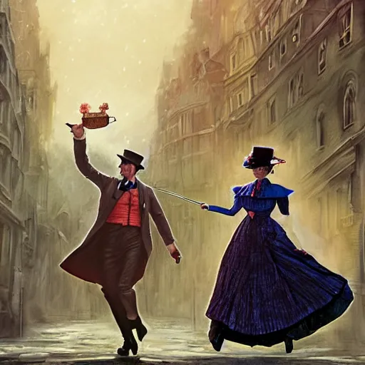 Image similar to Mary poppins , casting epic spell, magic the gathering artwork, D&D, fantasy, cinematic lighting, centered, symmetrical, highly detailed, digital painting, artstation, concept art, smooth, sharp focus, illustration, volumetric lighting, epic Composition, 8k, art by Akihiko Yoshida and Greg Rutkowski and Craig Mullins, heroic pose, oil painting, cgsociety, magic lab background