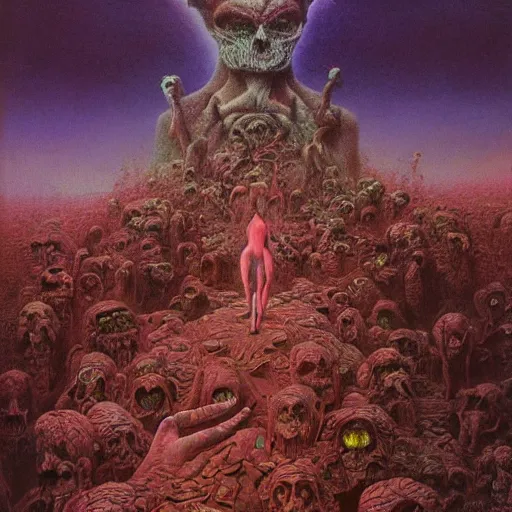 Image similar to hell with people suffering by lisa frank and beksinski and wayne barlowe, 8 k, hires