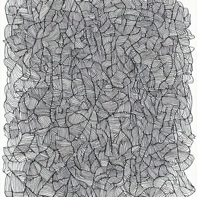 Prompt: a pen and ink generative line - art drawing. clean lines.