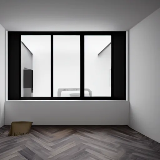 Prompt: render of a minimalistic studio loft, caustics