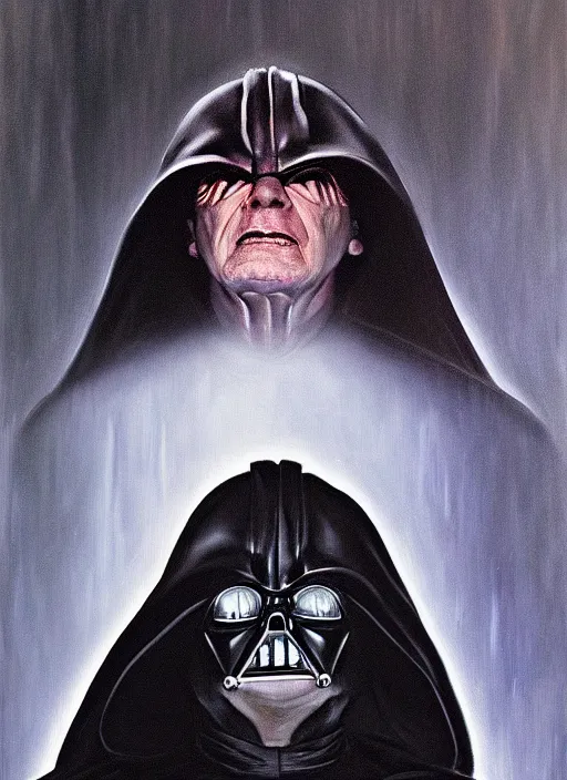 Image similar to oil painting of darth sidious, ian mcdiarmid, from star wars, symmetrical!!! star wars portrait, art by greg rutowski!!, trending on artstation