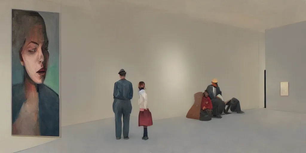 Image similar to an art gallery with pictures in the style of tim eitel