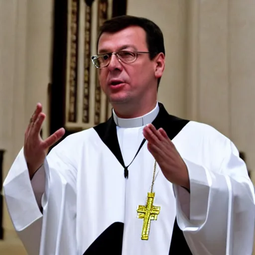 Image similar to president of serbia, aleksandar vucic as a priest