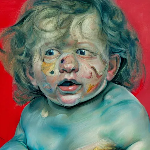 Image similar to high quality high detail painting by lucian freud and jenny saville, hd, happy, cute, turquoise