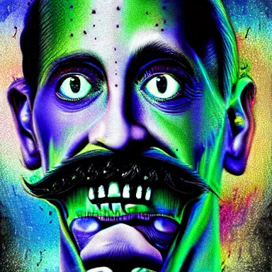 Image similar to portrait of a uncanny artist by Chor Boogie and Salvador Dali collaboration, digital art, mix of aesthetics, close up, high details