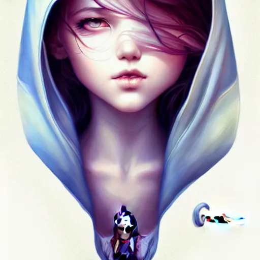 Prompt: portrait of a lttle girl in hood, artwork by artgem lau, anna dittman, wlop and rossdraws, anatomically correct, smooth, clean detailed, sharped focus, symmetrical, perfect composition, illustration, extremely coherent, detailed face, arstation