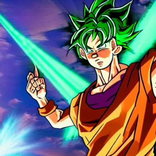 Image similar to shaggy rogers(as the legendary super saiyan) powering up to beyond 100% power in the style of akira toriyama detailed High Resolution HD 8k