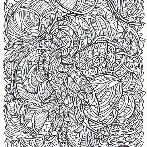 Prompt: award-winning large intricate lineart abstract flowers art painting