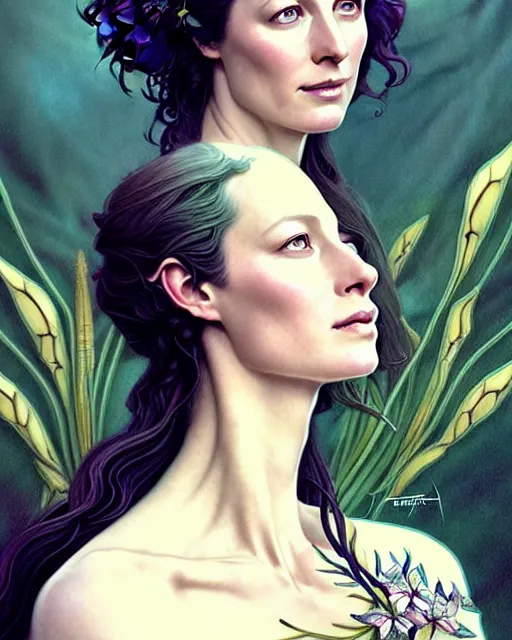 Image similar to beautiful and playful ethereal caitriona balfe ( outlander ) portrait, art nouveau, fantasy, intricate flower designs, elegant, highly detailed, sharp focus, art by artgerm and greg rutkowski and wlop