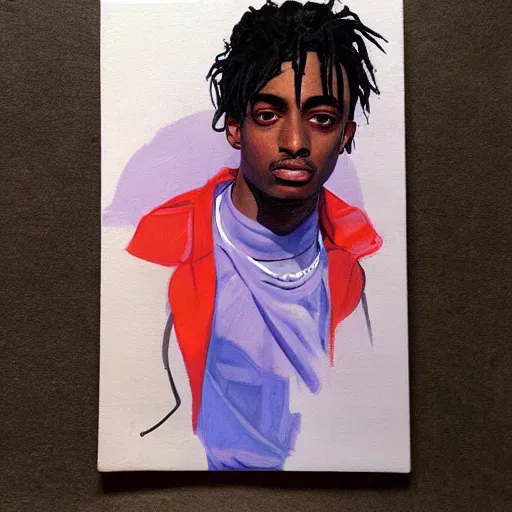 Prompt: oil painting sketch of a Playboi Carti in the style of syd mead and john william waterhouse