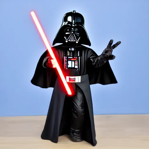 Prompt: Darth Vader in wizard cape using a magic wand