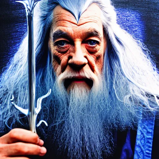 Prompt: exobiology Gandalf gathers his last mana, colored pencils, hyper realistic, hyper detailed, realistic picture, high angle shot, Long shot, by Yves klein, 4k post-processing highly detailed,