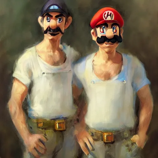 a realistic portrait of mario and luigi in the style | Stable Diffusion ...