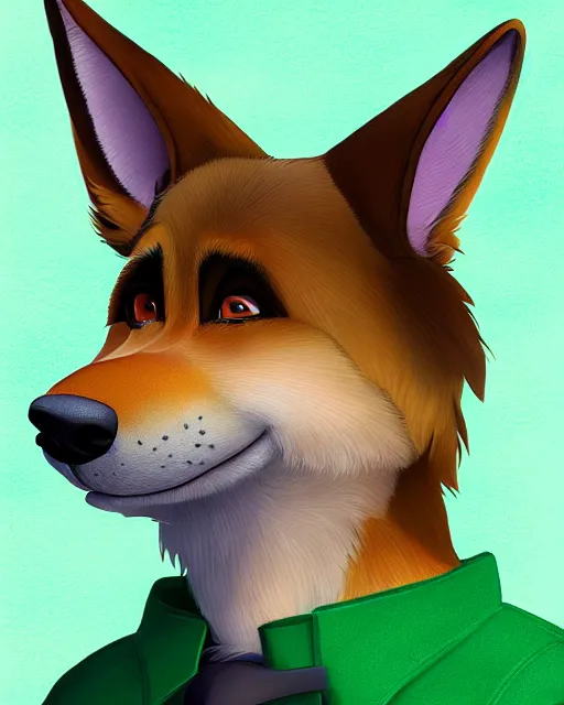 Prompt: digital painting full body of anthropomorphic furry female german shepherd dog, in style of zootopia, female fursona, furry, furaffinity, 4 k, deviantart, furry art, fursona art, wearing a green shirt, dog fursona, female, cute detailed feminine face,