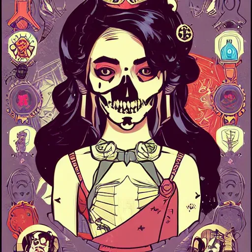 Image similar to portrait skull girl princess by petros afshar, tom whalen, laurie greasley, jc leyendecker and singer sargent