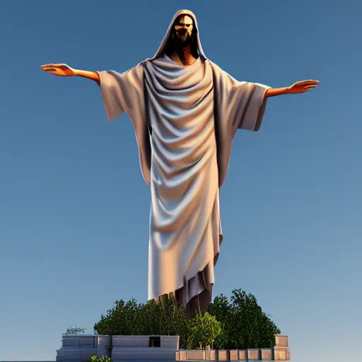 Prompt: cyberpunk christ the redeemer, 3 d render