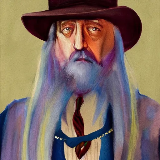 Image similar to dumbledore as art deco, painting