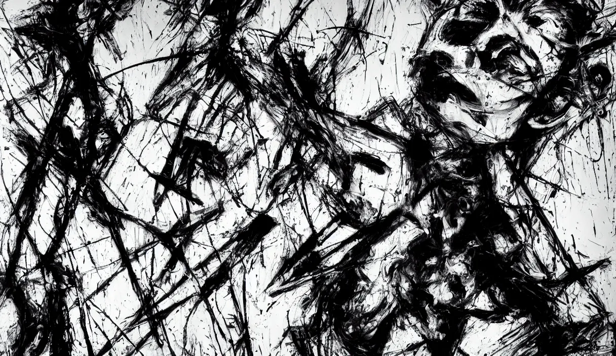 Image similar to abstract expressionism black and white artwork black lines 3 d sculpture painting highly detailed high quality by jackson pollock by russ mills 8 k