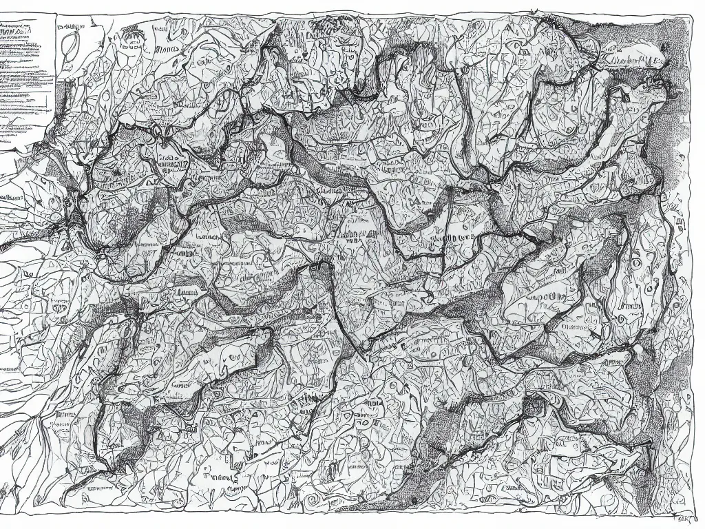 Image similar to Map of a cave system by Deven Rue, fine point pen